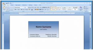 how to create a business card in word